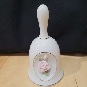 Otagiri Elegant White Bell with Pink Rose Design